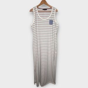 Tommy Hilfiger Long Maxi Sleeveless Tank Dress Stripes Nautical Beach Summer XL